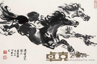 韦江凡 双马图 镜心 44×66cm